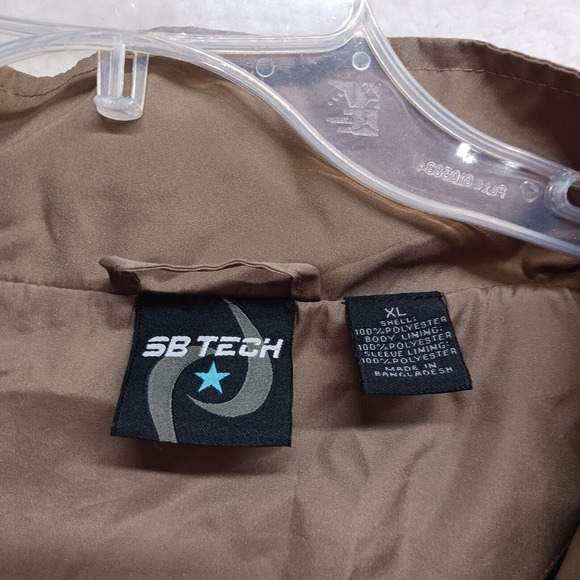 SB Tech Men's Windbreaker Jacket Mesh Lined Brown Size XL Full Zip - Picture 3 of 13